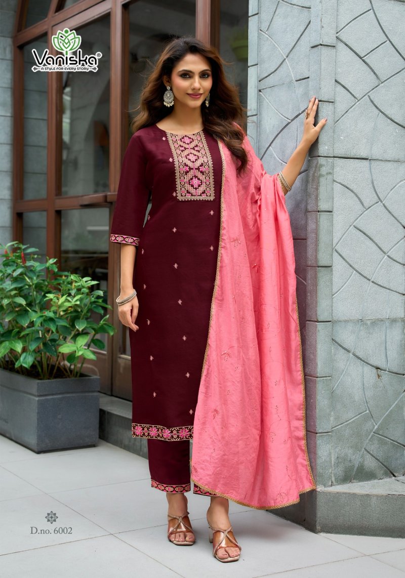 Fiza Vol 6 By Vaniska Roman Silk Kurti With Bottom Dupatta 
